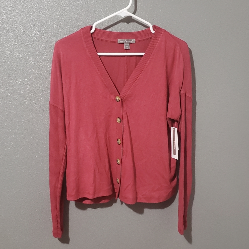 Peace & Pearls Button Front Cardigan